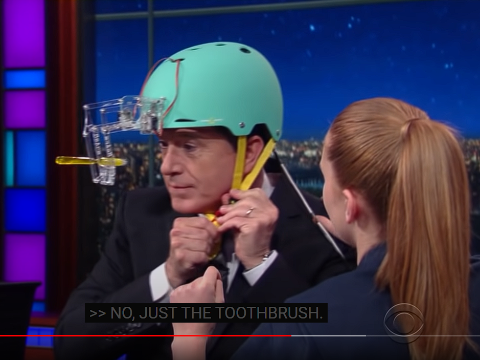 Every Queen Needs a Crown - Simone Giertz takes the MeArm onto Colbert!